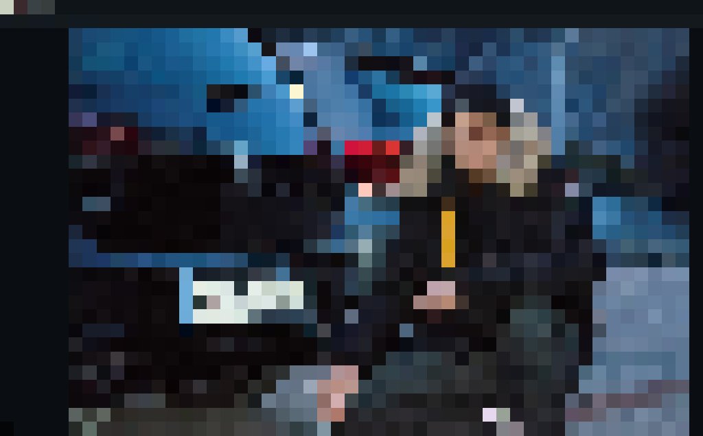 Face region with strong pixelation strength